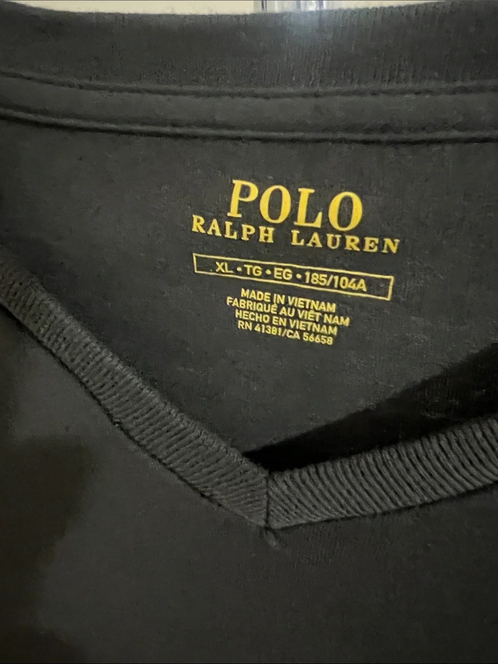 Polo by Ralph Lauren Men's V-Neck Tee in Charcoal with White Pony